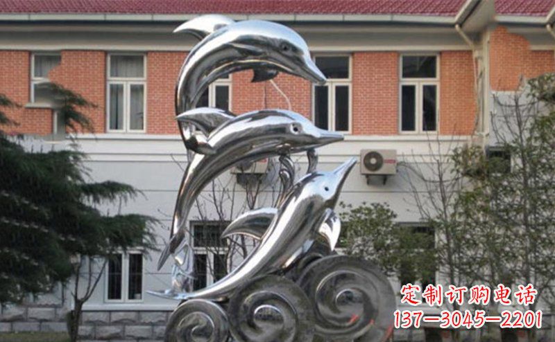 大同不锈钢跳跃海豚雕塑
