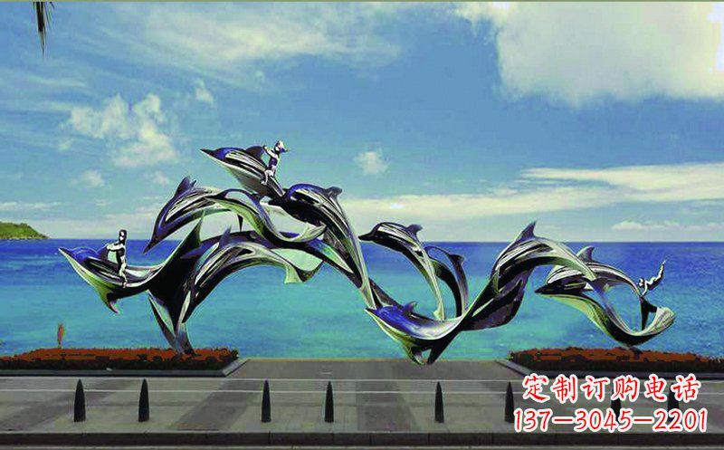 大同不锈钢跳跃的海豚广场景观雕塑