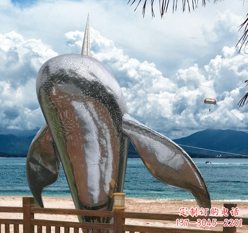 大同不锈钢跳跃鲸鱼雕塑