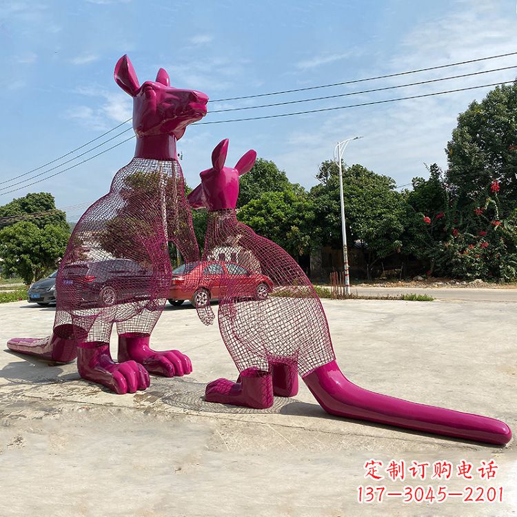 大同不锈钢袋鼠雕塑给公园带来美好景观
