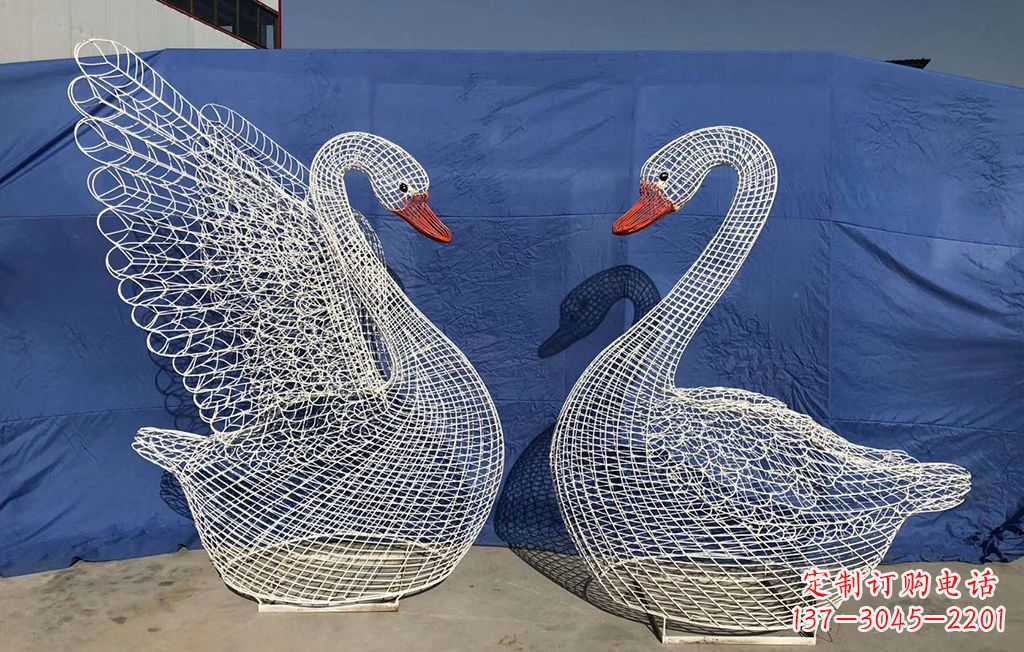 大同不锈钢网格天鹅雕塑公园园林的精美装饰