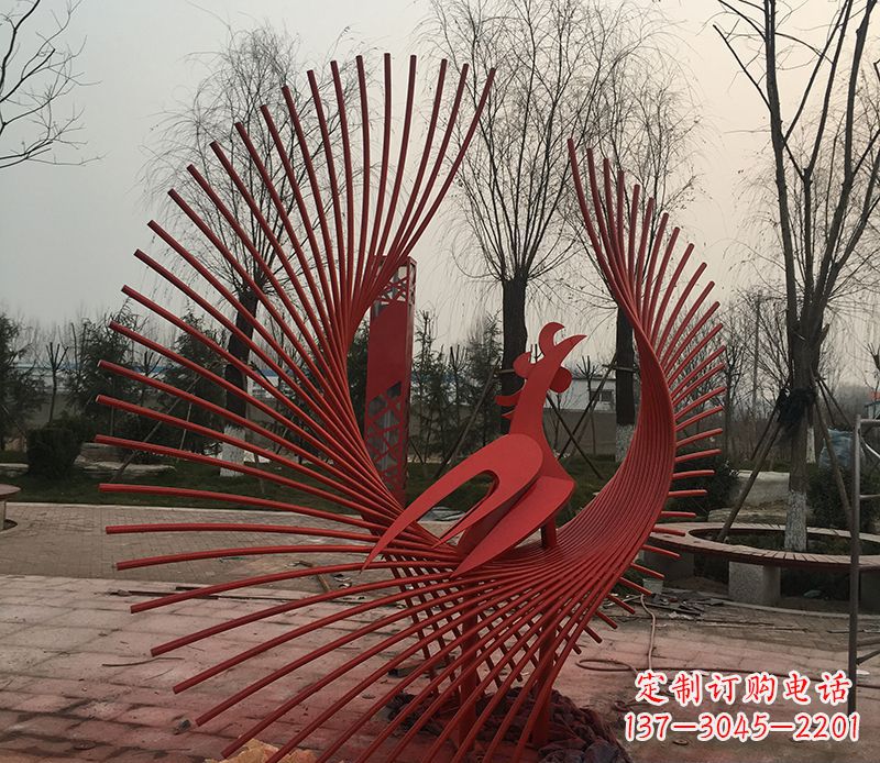 大同不锈钢网状凤凰雕塑精美的艺术之作