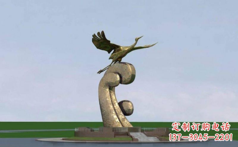 大同不锈钢仙鹤雕塑象征着美丽和宁静