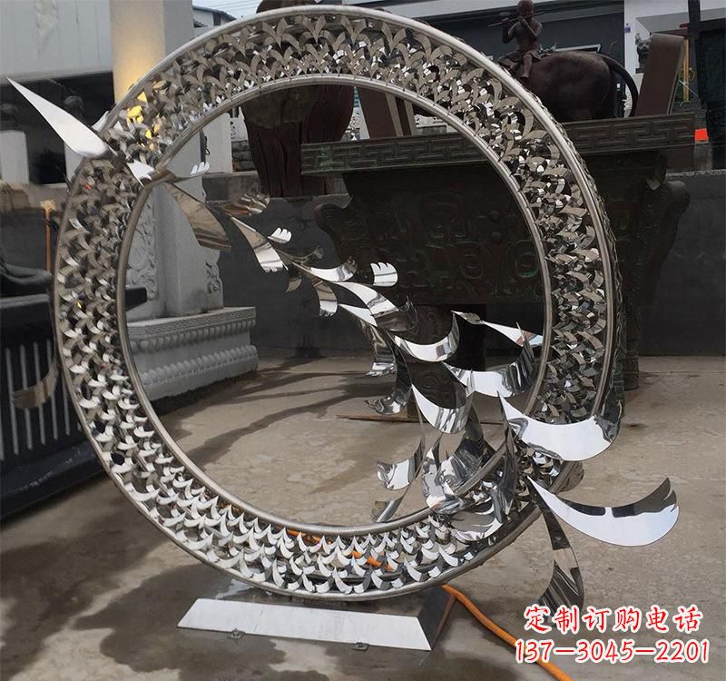 大同不锈钢现代圆环雕塑