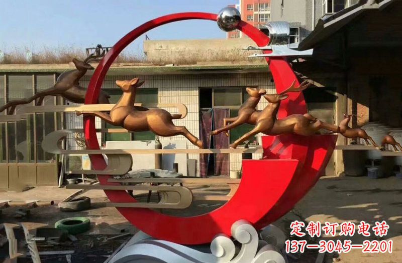 大同不锈钢制作的梅花鹿雕塑