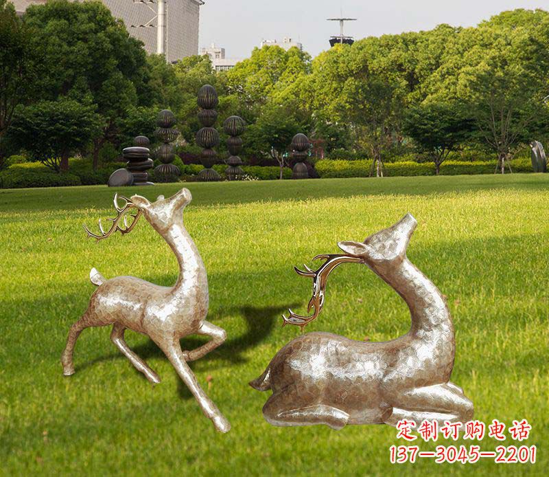 大同不锈钢麋鹿雕塑彰显艺术精美