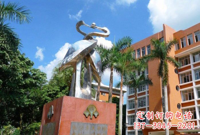 大同不锈钢小区抽象仙鹤雕塑