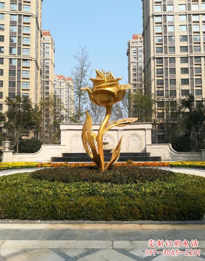 大同不锈钢小区玫瑰花雕塑浓郁情感的视觉体验