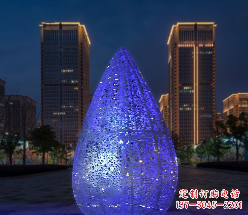 大同不锈钢小区照明美轮美奂的水滴雕塑