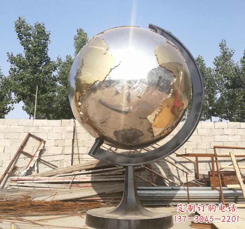 大同不锈钢校园地球仪雕塑校园精神体现