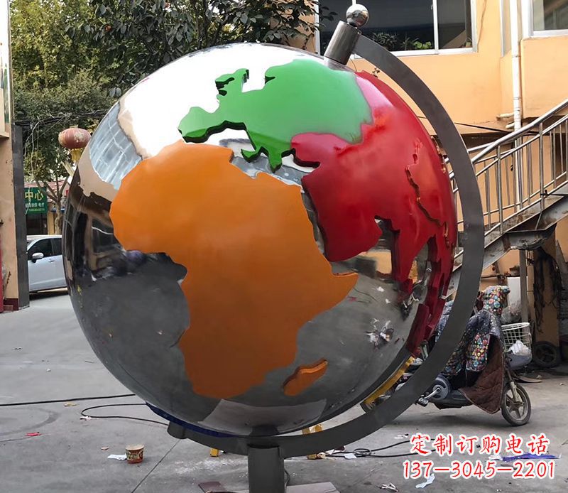 大同不锈钢校园地球仪雕塑 (2)