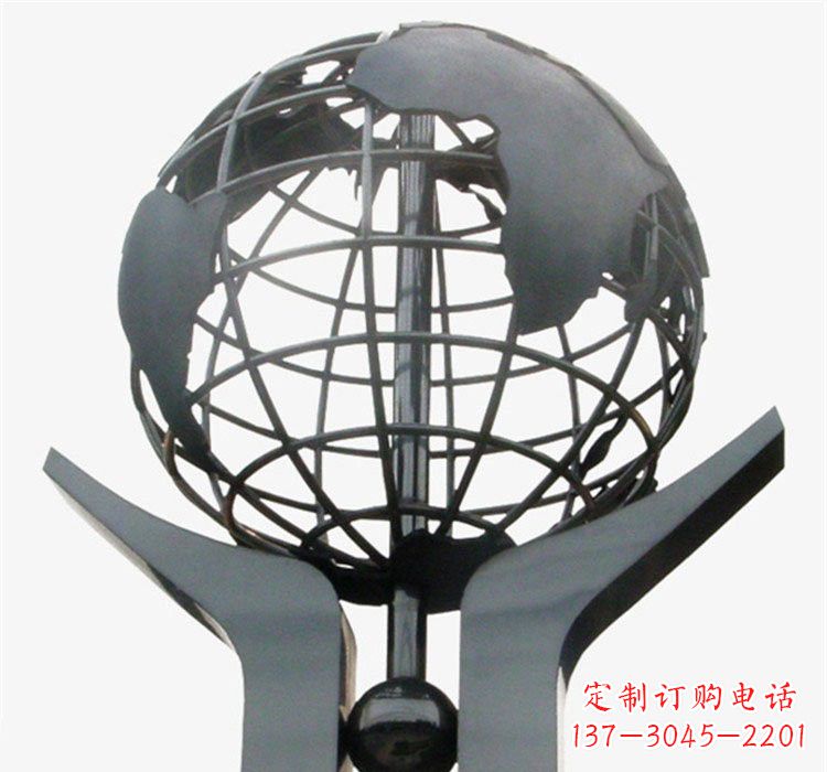 大同象征地球一体的不锈钢校园手托地球雕塑