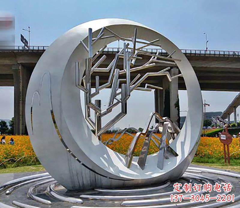 大同不锈钢异形圆环雕塑