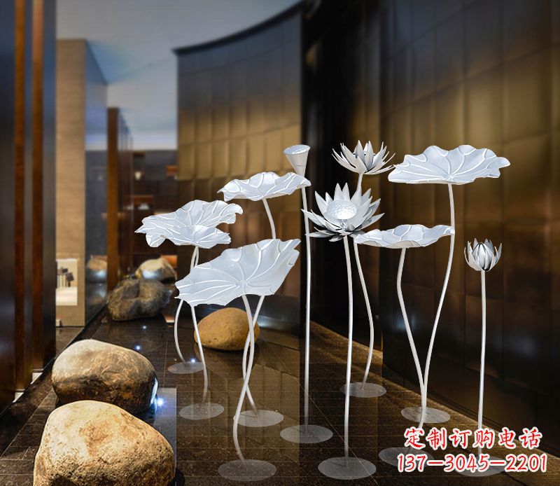 大同不锈钢银色荷花雕塑精美外形魅力无限