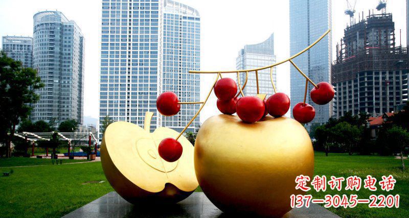 大同不锈钢苹果雕塑,添彩公园景观
