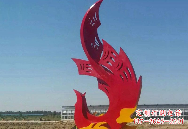 大同凤凰雕塑传承不锈钢园林艺术