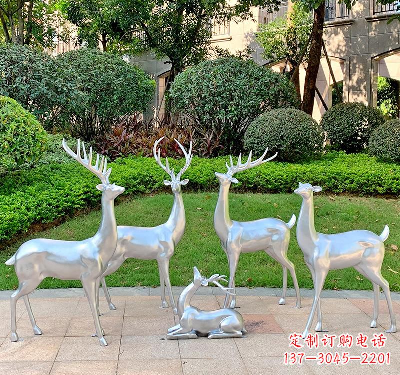 大同不锈钢园林小鹿雕塑美丽的艺术点缀