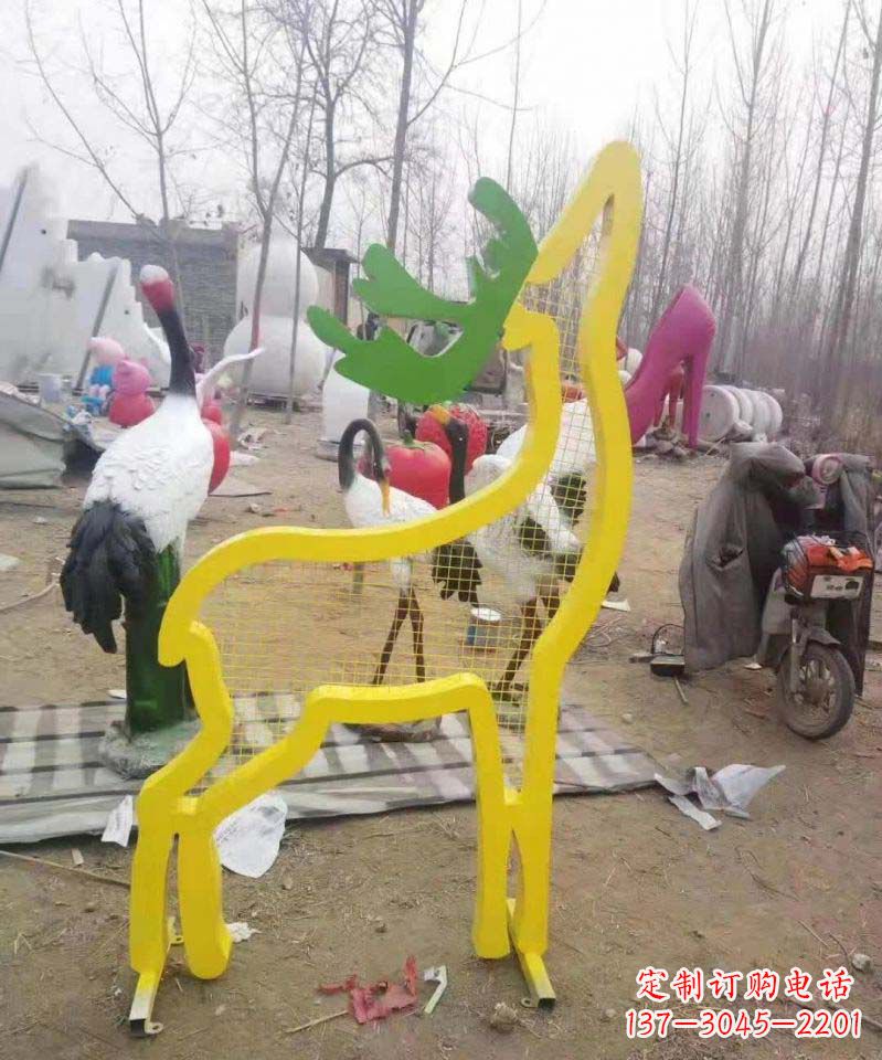 大同不锈钢园林造型景观小鹿雕塑