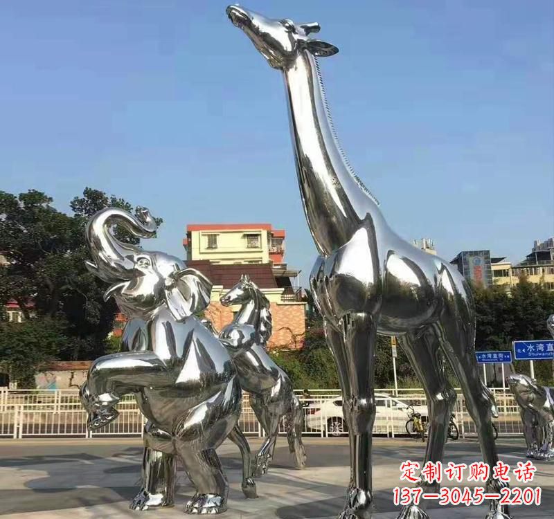 大同不锈钢园林长颈鹿雕塑