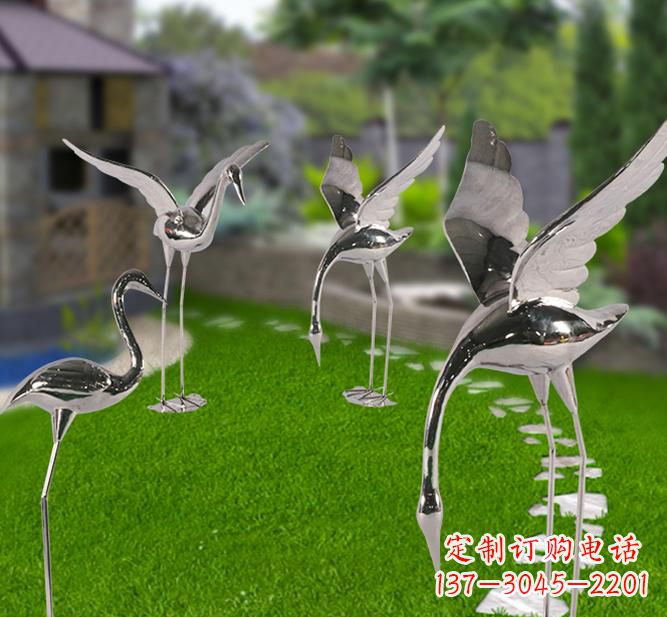 大同不锈钢园林展翅仙鹤雕塑给人们带来神秘的艺术之美
