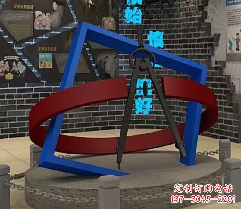 大同不锈钢圆规雕塑实现景观美化的艺术之作