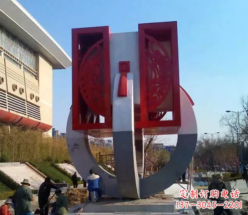 大同不锈钢圆环雕塑象征着永恒的美