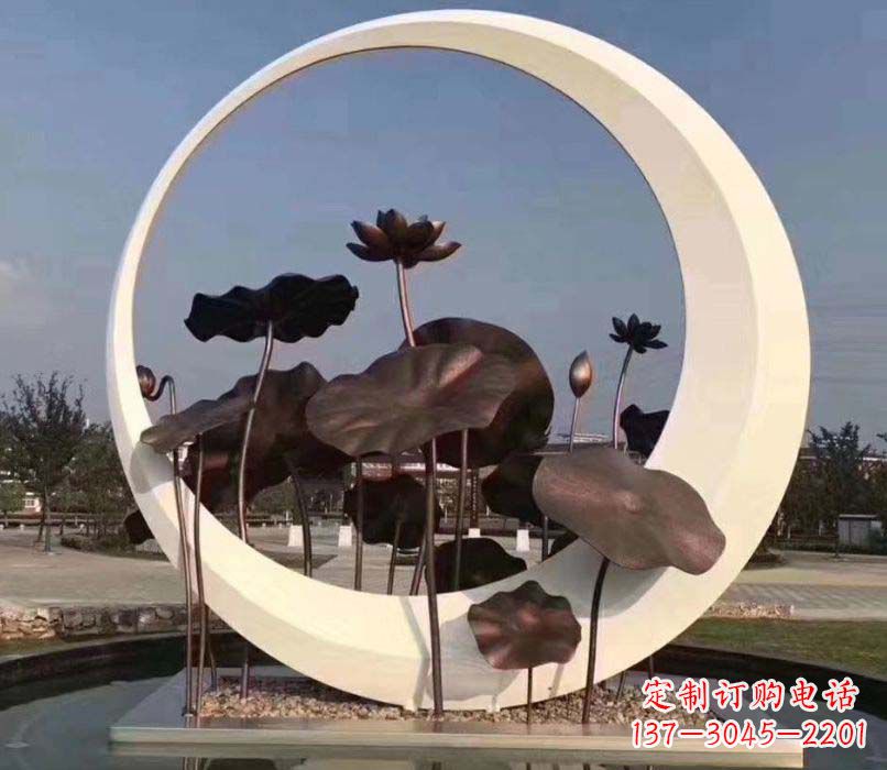 大同环绕荷香不锈钢圆环雕塑