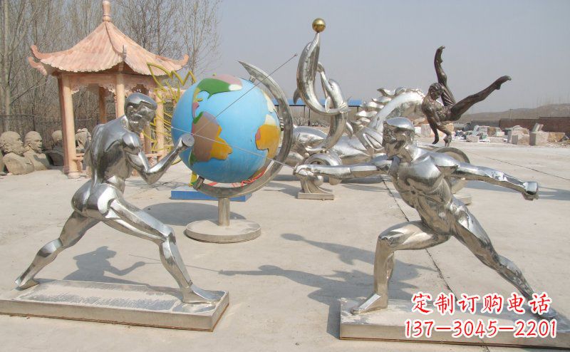 大同勇敢者的身影——不锈钢运动员击剑雕塑
