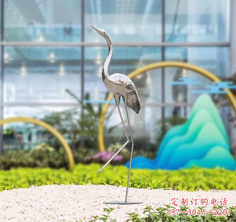 大同不锈钢展翅仙鹤雕塑