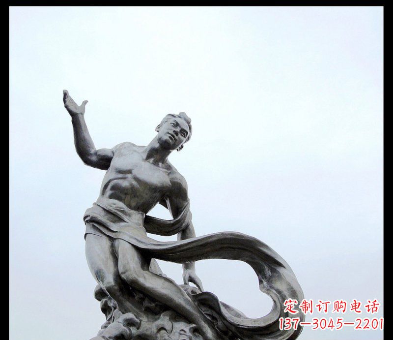 大同浪花上的勇敢者——不锈钢站立的男人雕塑