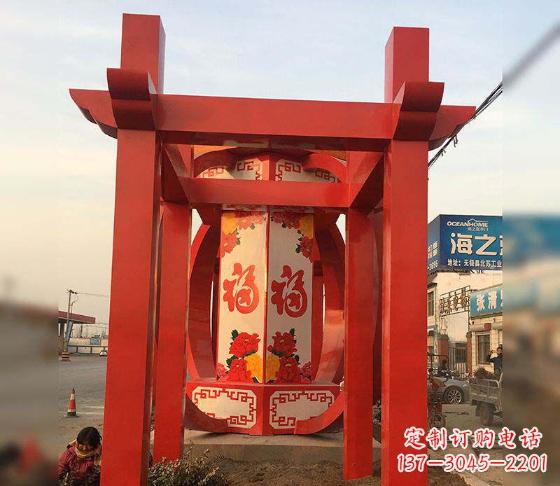 大同不锈钢灯笼雕塑——点亮中国梦