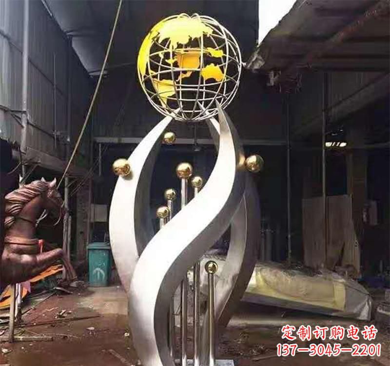 大同不锈钢转动地球仪雕塑——传承地球文明