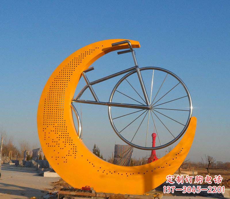大同不锈钢自行车雕塑一次性看到的艺术经典