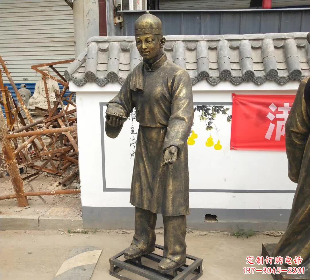 大同传承百年店小二铜雕