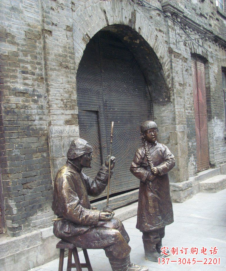 大同步行街拉二胡唱戏人物铜雕
