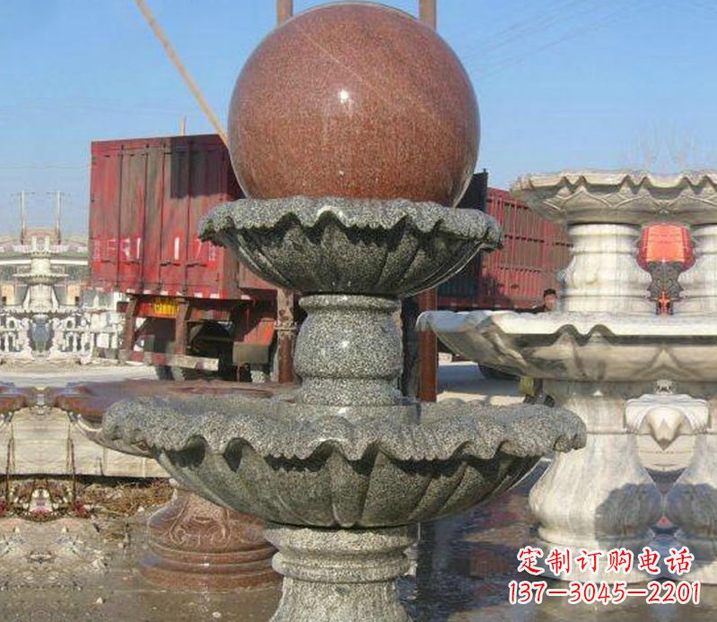 大同财源滚滚石雕风水球喷泉雕塑 (5)