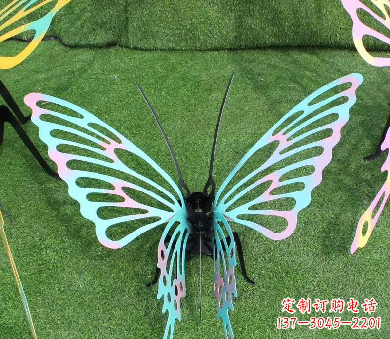 大同彩色不锈钢镂空蝴蝶雕塑精美又充满生机