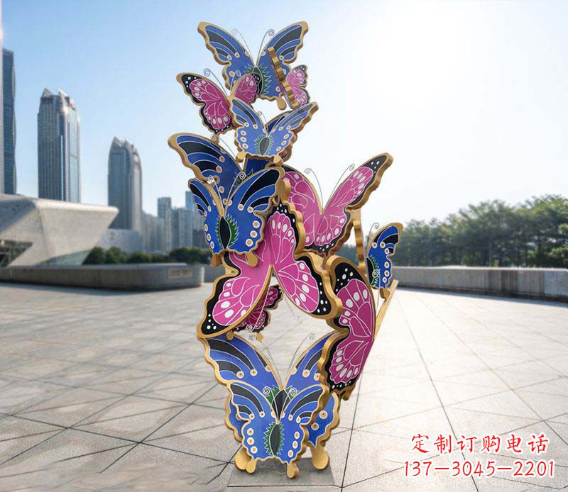大同彩色仿真蝴蝶不锈钢雕塑
