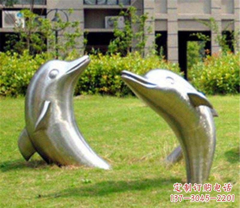 大同草坪镜面海豚不锈钢雕塑