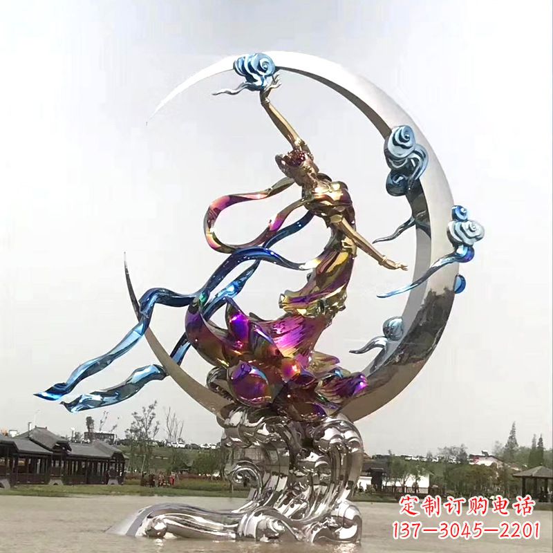 大同中国古代神话传说中的嫦娥奔月不锈钢雕塑景观