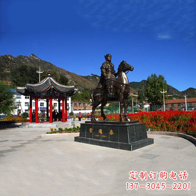 大同常遇春骑马铜雕塑像-景区广场历史名人古代著名将领将军雕像