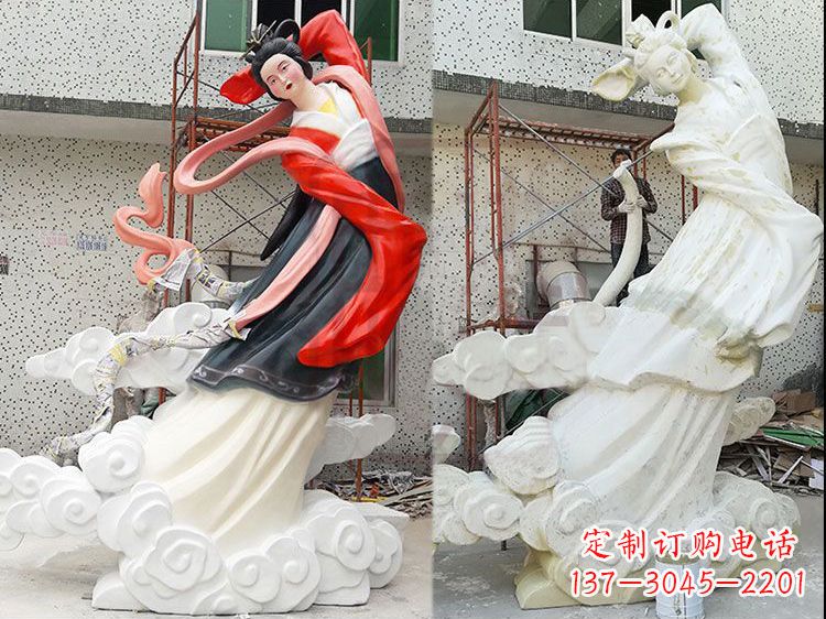大同神话中的嫦娥玻璃钢彩绘雕塑