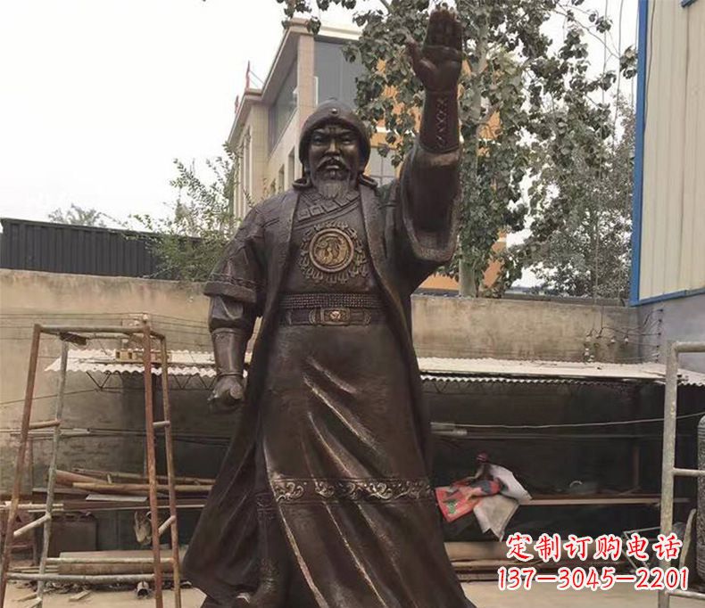 大同传承民族英雄——成吉思汗铜雕