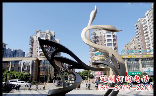 大同城市凝聚的美丽不锈钢天鹅雕塑