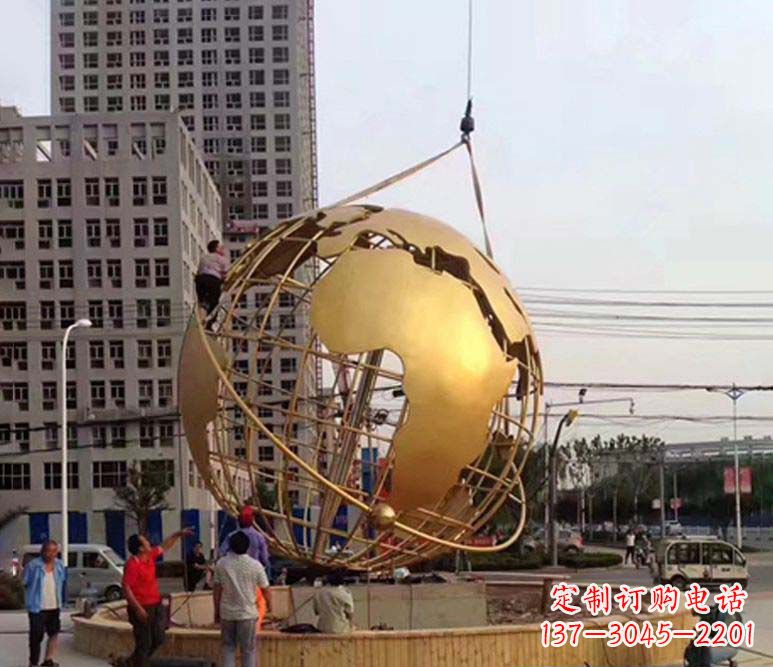 大同城市之美不锈钢镂空地球仪雕塑