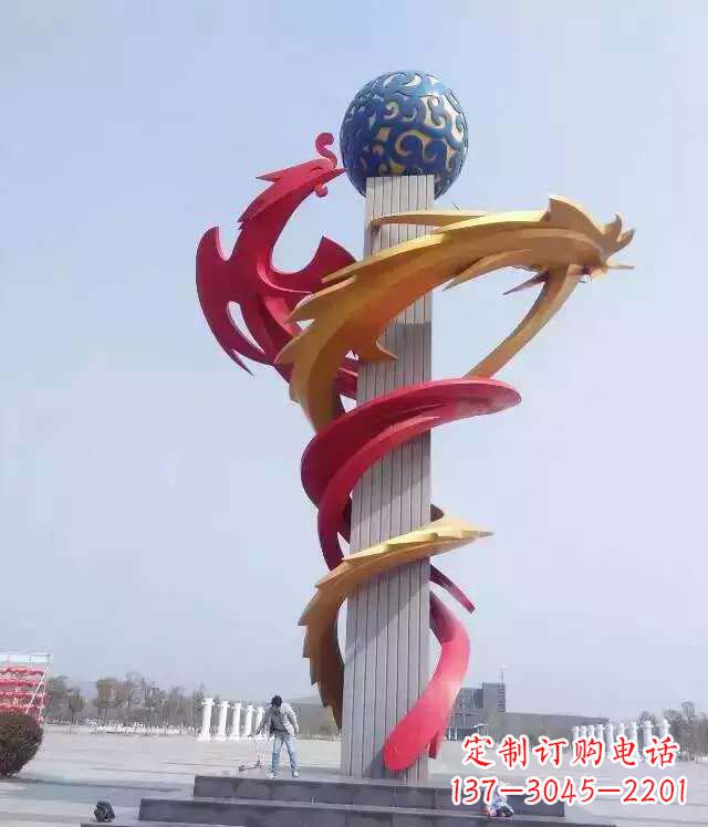 大同城市不锈钢龙柱景观雕塑
