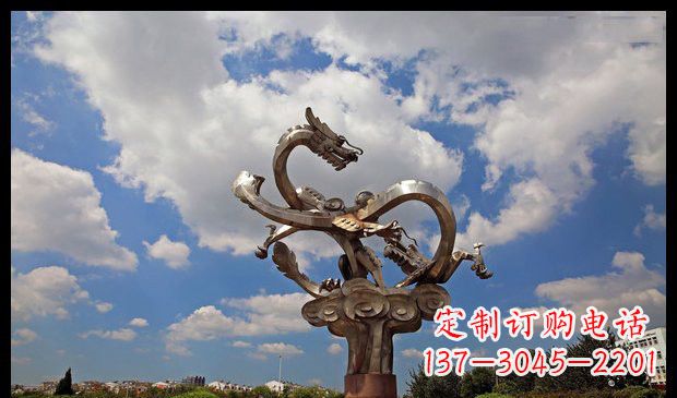 大同城市抽象双龙雕塑