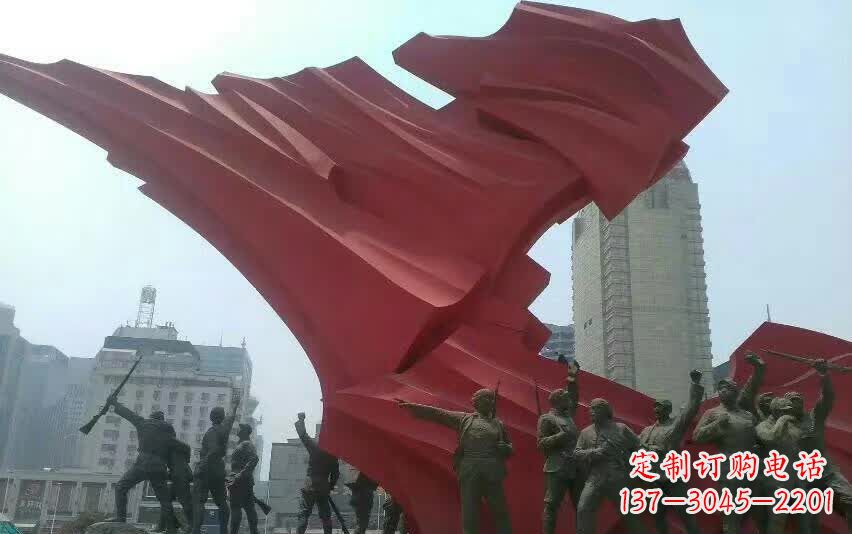 大同城市大型不锈钢红军人物雕塑