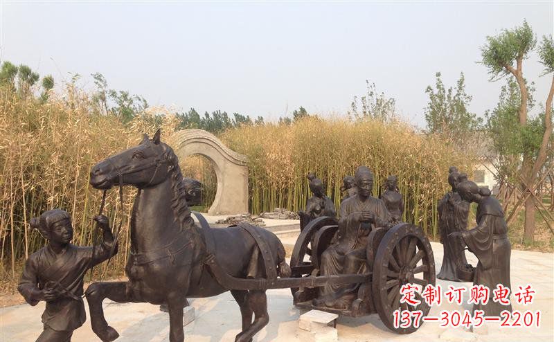 大同城市公园坐马车景观铜雕