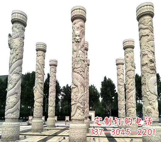 大同精美龙柱雕塑,点缀城市广场